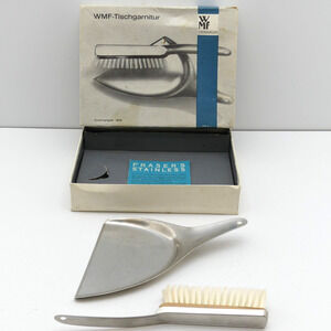 Vintage WMF Cromargan 18/8 Table Crumb Tray & Brush Set Germany w/ Original Box